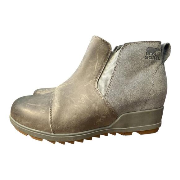 Sorel Evie Chelsea Bootie Waterproof Gray Leather Women size 9.5 - Picture 2 of 6